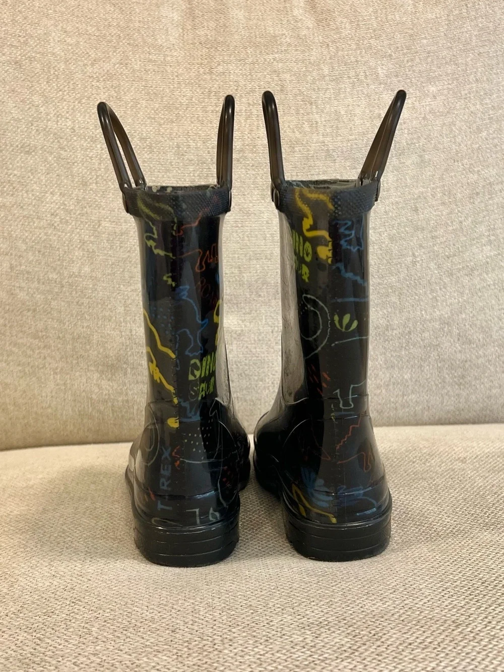 Member’s Mark 9/10 Toddler Boy Dinosaur Rain Boots Black Waterproof